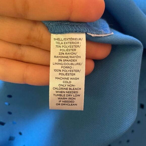 Loft Blue Eyelet Sleeveless Career Shift Dress Knee Length Size 6 Easter Work - Picture 7 of 8